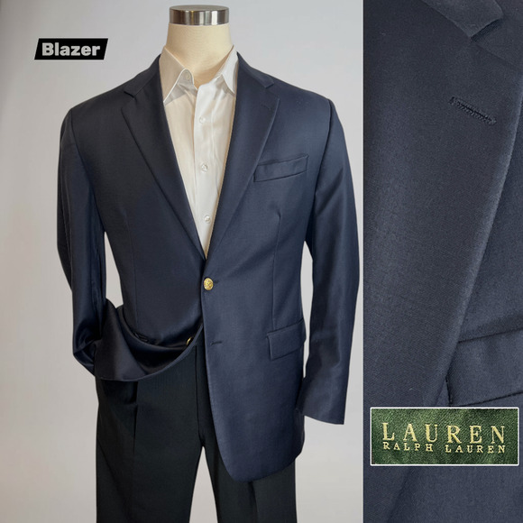 Lauren Ralph Lauren Other - Ralph Lauren LRL 44L Midnight Navy Blue Gold Tone Buttons Blazer Sport Coat